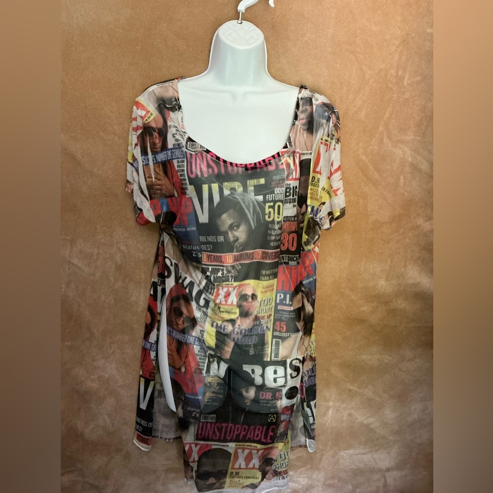 Hip hop magazine cover pool sheer cover‎ up  stretchy one size